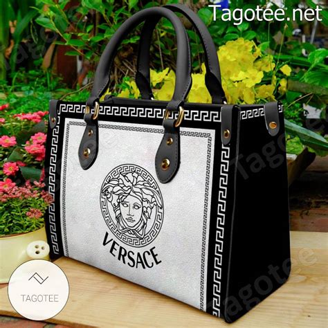 versace negro piel tote|versace black and white purse.